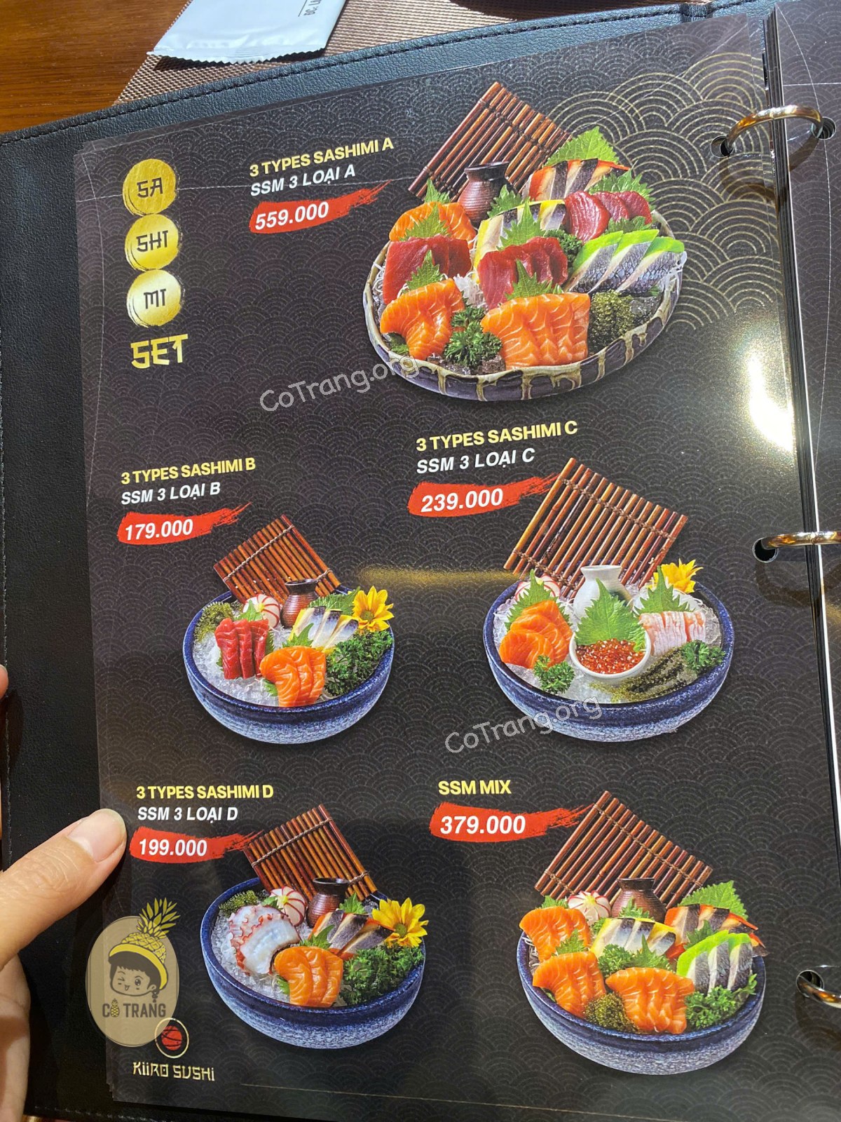 Menu thức ăn tại Kiiro Sushi Đà Nẵng